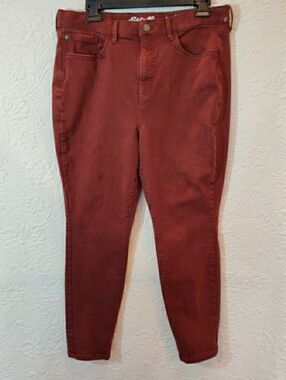 Eddie Bauer Women's Maroon Red  Slightly Curvy High Rise Skinny Jeans Size 16